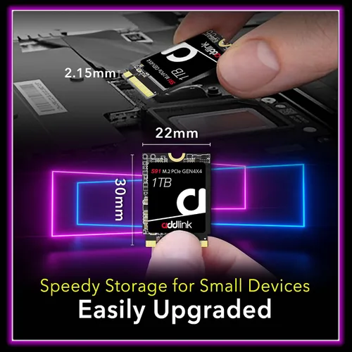 Miniatura 6 de Addlink S91 1TB 2230 NVMe PCIe Gen4x4 2230 3D NAND SSD de alto rendimiento, velocidad de lectura de hasta 4900 MB/s compatible con Steam Deck, ROG