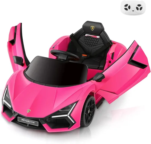 ELEMARA Auto Lamborghini con licencia para niños para conducir con puerta de tijera, juguetes para paseo de niños con control remoto, automóvil de