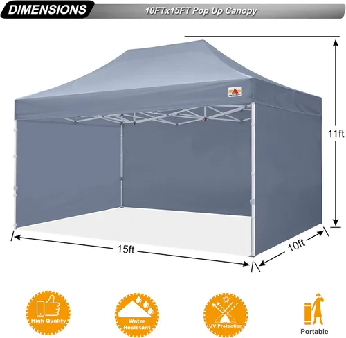Miniatura 2 de ABCCANOPY - Tienda de campaña con dosel de primera calidad, sombra instantánea comercial, 10 x 15, serie premium, gris
