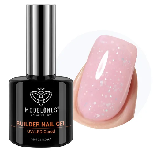 Miniatura 18 de modelones Gel base de goma de fibra para uñas, 0.5 fl oz (0.5 fl oz), base de goma de vidrio transparente, esmalte de gel, fortalecedor de uñas