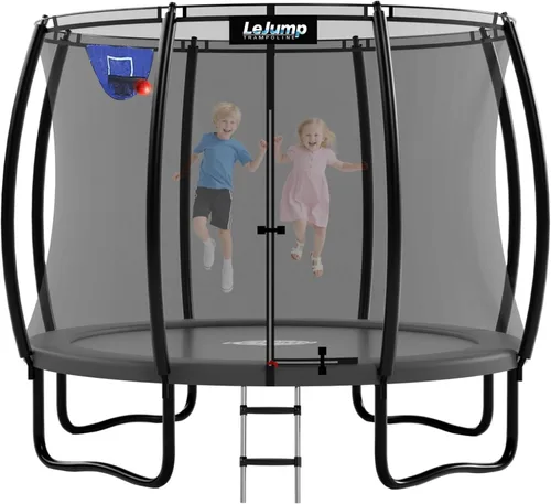 LeJump Trampolín para exteriores sin resorte de 14 pies, 12 pies, 10 pies, con red, trampolines grandes aprobados por ASTM para niños y adultos
