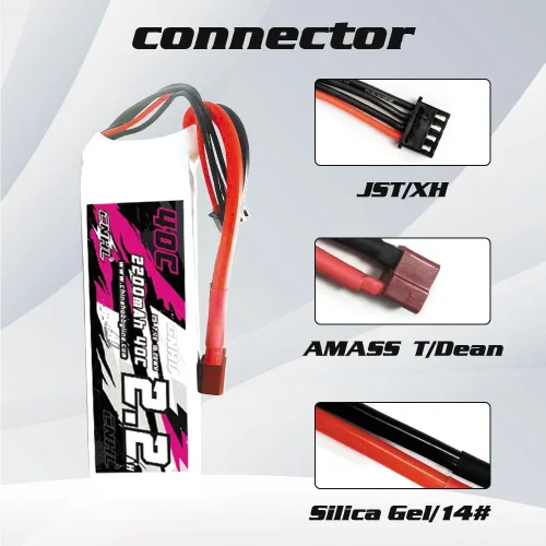Miniatura 2 de CNHL Batería Lipo 2S 2200mAh 40C 7.4V con enchufe en T para coche a control remoto, camión, carreras, buggy, barco, vehículos RC (2 paquetes)