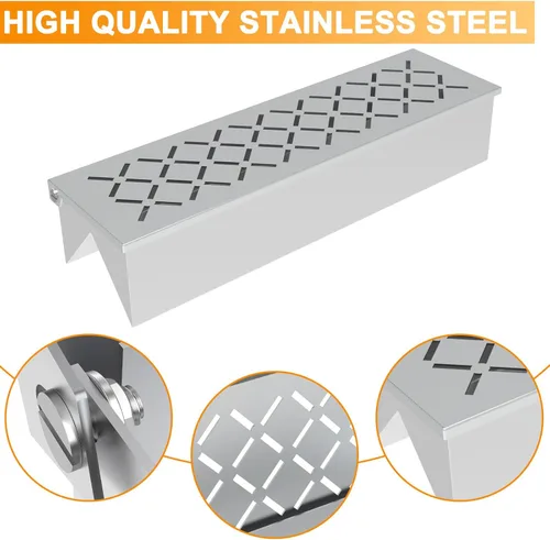 Miniatura 5 de DcYourHome Caja de ahumador en forma de V para parrilla de gas de carbón y propano, caja de ahumador de virutas de madera de acero inoxidable