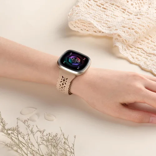 Miniatura 5 de Dirrelo Paquete de 4 bandas de encaje de silicona compatibles con bandas de Fitbit Sense/Bandas de Fitbit Versa 3 para mujer/Bandas de Fitbit Versa