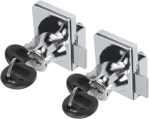 Miniatura 10 de Cerradura de vitrina sin taladro para vidrio de 0.2 a 0.3 pulgadas, llave igual, montaje puerta a puerta, 2 juegos ovalados cromados de 3.35 x 1.49