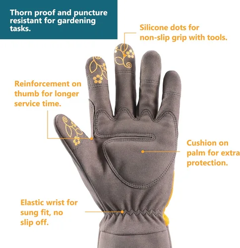 Miniatura 3 de COOLJOB Guantes de jardín para poda de rosas a prueba de espinas para mujeres, manga larga acolchados para trabajo en el patio, arbusto, mora