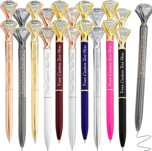 Miniatura 12 de 1 bolígrafo de diamante con cristal, bolígrafos personalizados a granel con grabado sin nombre, bolígrafos de diamante personalizados, lápiz óptico