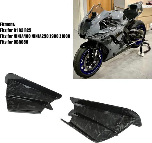 Miniatura 4 de Aleta de viento lateral para motocicleta, alerón lateral de motocicleta, carenado delantero, aletas aerodinámicas para Z900 Z1000 (negro brillante)