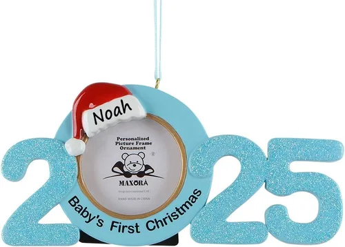 Adorno personalizado para la primera Navidad del bebé 2024, marco de fotos para bebé, adorno personalizado, primer regalo de recuerdo del bebé para