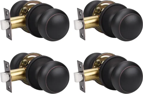 Miniatura 18 de Manija de puerta de acero macizo con diseño de bola antigua, para puerta de trastero, dormitorio, baño 609 Negro