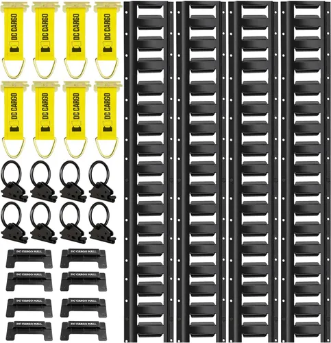 Miniatura 10 de Kit de amarre E-Track! 4 rieles horizontales de 4 pies con recubrimiento en polvo, 8 tapas de extremo, 8 amarres de cuerda, 8 anillos tóricos