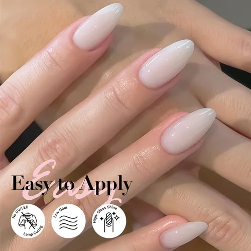 Miniatura 4 de AZUREBEAUTY Juego de esmaltes de uñas rosa nude (4 colores + capa superior), aspecto natural de gelatina lechosa, secado rápido, no necesita
