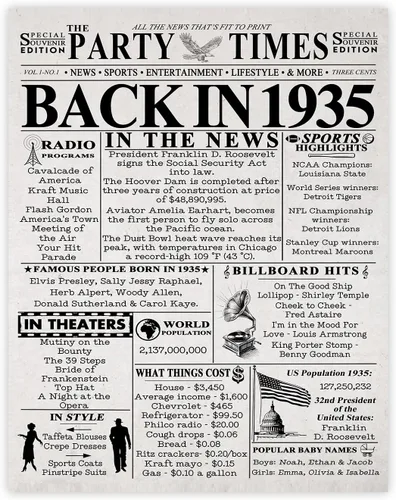 Miniatura 32 de Póster de cumpleaños 96 sin marco, periódico Back In 1930, regalos de feliz cumpleaños 96 para hombres y mujeres, vintage, retro, nacido en 1930