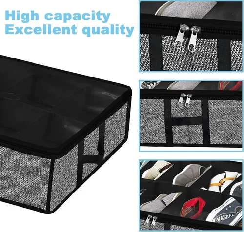 Miniatura 3 de Organizador de zapatos debajo de la cama para armario, paquete de 2, se adapta a 24 pares de cajas de contenedores de zapatos debajo de la cama