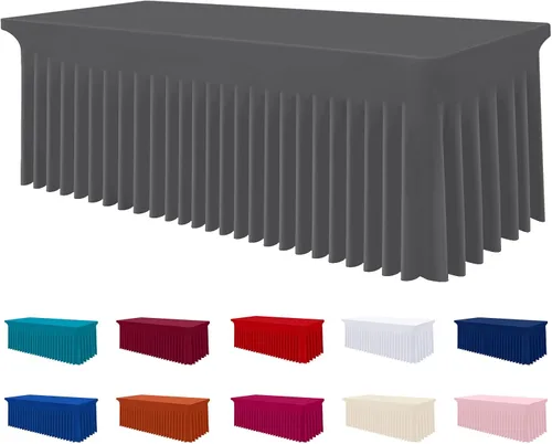 Miniatura 22 de Smiry Mantel de Spandex, Mantel Elástico Ajustable Extensible para Mesas Rectangulares de 6 Pies, Falda Cubierta de Mesa Impermeable y Lavable