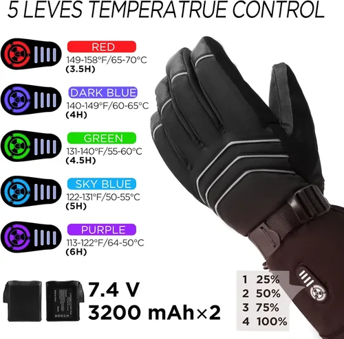 Miniatura 2 de Yidomto Heated Gloves for Men Women - 7.4V 23.68 WH Battery Rechargeable Heating Ski Gloves, Electric Gloves for Winter Outdoor Work Skiing Hiking