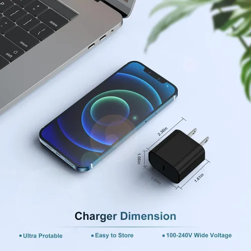 Miniatura 7 de Cargador para iPhone 17 16 15, enchufe de bloque de carga rápida USB C de 20 W y cable tipo C a C de 6 pies largo para Apple iPhone 17 Pro Max/17