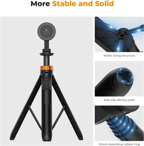 Miniatura 5 de K&F Concept Trípode magnético para selfie de 63 pulgadas, soporte ligero para teléfono celular con control remoto inalámbrico, compatible con iPhone