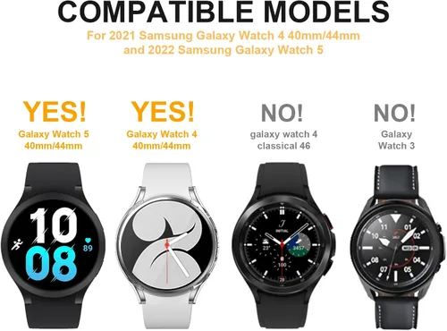 Miniatura 4 de [2+4] Paquete para Samsung Galaxy Watch FE/Galaxy Watch 5/Galaxy Watch 4 de 1.575 pulgadas, carcasa protectora de policarbonato duro + película