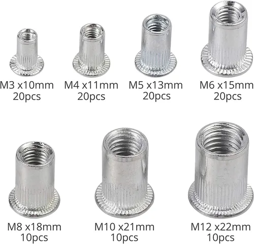 Miniatura 6 de Herramienta de tuerca de remache de mano, mango largo de 13 pulgadas de largo, kit de herramientas de remache de mano con 7 mandriles métricos y 110