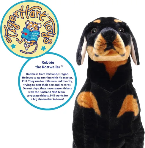 Miniatura 2 de TigerHart Robbie The Rottweiler - Perro de peluche de 26 pulgadas de alto