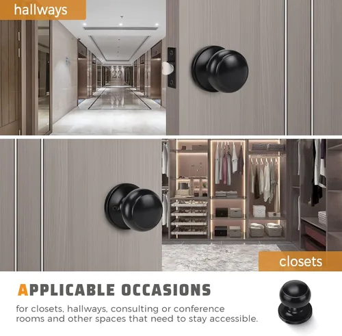Miniatura 3 de Manija de puerta de acero macizo con diseño de bola antigua, para puerta de trastero, dormitorio, baño 609 Negro
