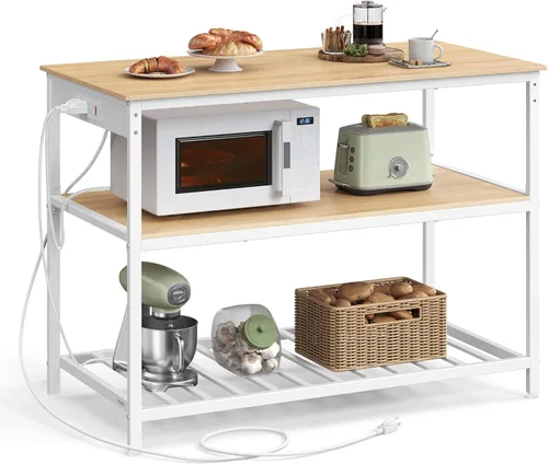 Miniatura 10 de VASAGLE UKKI005B01 - Isla de cocina con 3 estantes, estante de cocina de 39.4 pulgadas de ancho con gran encimera, estructura de acero estable