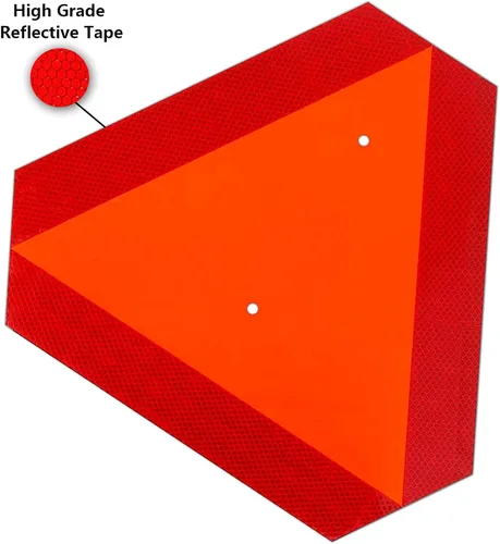 Miniatura 3 de Letrero reflectante de movimiento lento para vehículo, triángulo de vehículo de movimiento lento, 14 x 16 pulgadas, 80 mil de grosor, de plástico