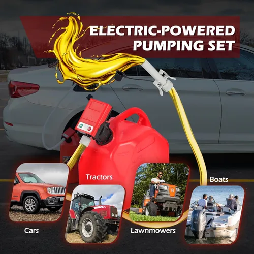 Miniatura 9 de Bomba de transferencia de combustible con parada automática, funciona con pilas AA, bomba eléctrica portátil de tanque de lata de gas con adaptador