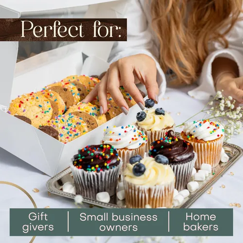 Miniatura 8 de MT Products Cajas de panadería de 12.5 x 5.5 pulgadas con ventana (paquete de 5) – Fabricado en Estados Unidos – Caja de regalo de cartón blanco