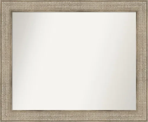 Miniatura 263 de Amanti Art Espejo de baño plateado para sobre fregadero, 26 x 26 pulgadas, espejo cuadrado de níquel pulido, marco de madera tradicional mediano, se