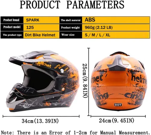 Miniatura 7 de SPARK - Cascos para bicicleta de montaña para niños, cascos de motocicleta para jóvenes, ATV, motocross, de cara completa, para hombres y mujeres