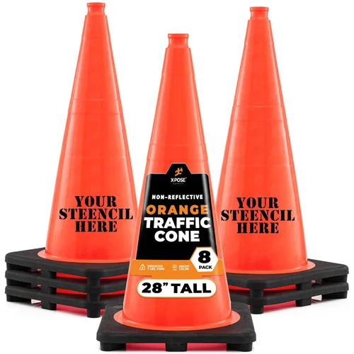 Miniatura 59 de Xpose Safety Cono de tráfico verde lima de 28 pulgadas, paquete de 4, cono de seguridad de PVC de alta calidad para estacionamiento, precaución