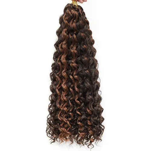 Miniatura 46 de QRHSUKA - Mechones rizados con ganchillo GoGo, cabello ondulado con ganchillo de agua para mujeres, sintético gris, trenzado bohemio, trenza de onda