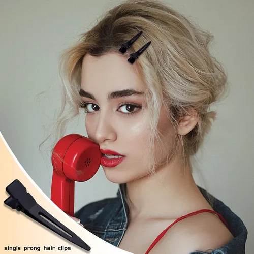 Miniatura 6 de 100 pinzas negras de una sola punta, pinzas de pelo de cocodrilo de metal, pinzas de peinado para mujeres y hombres, extensiones de cabello de salón
