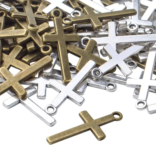 Miniatura 4 de BronaGrand 100pcs 27×13mm Crosses Charms Alloy Cross Bead Charms Jewelry Charms Pendants for DIY Necklace Bracelet Jewelry Making Crafting Accessory