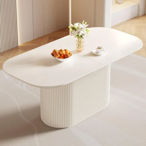 Miniatura 30 de Mesa de comedor ovalada de 63 pulgadas para 2-6 personas, mesa de cocina negra moderna, mesa de comedor rectangular de lujo, mesa de comedor