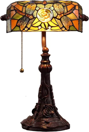 Miniatura 11 de Bieye L10057 Libélula Estilo Tiffany Vidrieras Banqueros Lámpara de escritorio Lámpara de mesa para lectura, trabajo decoración del hogar, 10
