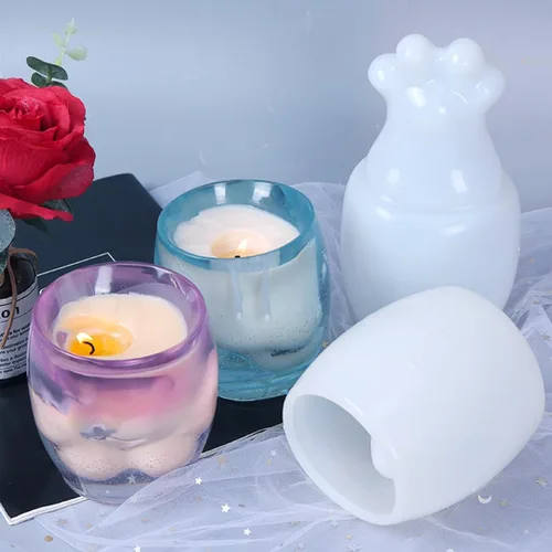 Miniatura 4 de Zayookey Moldes de resina para taza de garra de gato, portavelas, portavelas, molde de resina epoxi, molde de silicona, taza de café, molde
