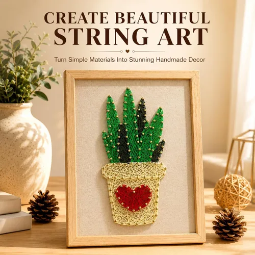 Miniatura 2 de RM Studio - Set de arte con hilos DIY con todos los accesorios y marco para niños, estudiantes, adultos principiantes, decoración hecha a mano, Aloe