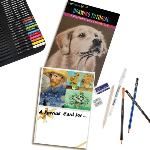 Miniatura 8 de Juego de suministros de arte para dibujo, kit de bocetos con libro de bocetos de 3 colores, grafito, carbón, acuarela y lápiz metálico, juego