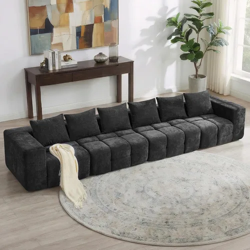 Miniatura 30 de Sofá biplaza modular sin huesos de 78.7 pulgadas, sofá de nube copetudo con asiento profundo, sofá de felpilla para sala de estar, sofá comprimido