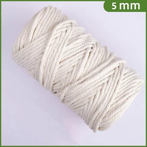 Miniatura 2 de Cuerda de algodón de macramé de 0.197 in x 164 pies para manualidades, joyería, decoración del hogar, envoltura de regalos