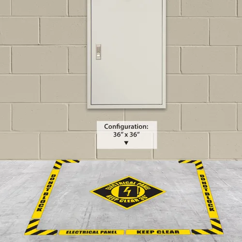 Miniatura 9 de NMC Panel eléctrico Keep Clear Kit de marcado de piso de 36 pulgadas con superficie antideslizante texturizada, configurable