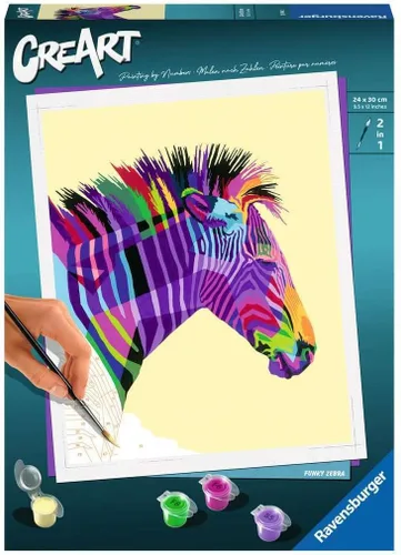 Ravensburger CreArt Funky Zebra - Pintura por números para adultos, kits de manualidades para adultos y niños a partir de 12 años