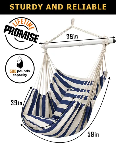 Miniatura 5 de ADVOKAIR - Silla tipo hamaca colgante grande, cómoda, suave y duradera, incluye 2 cojines de asiento