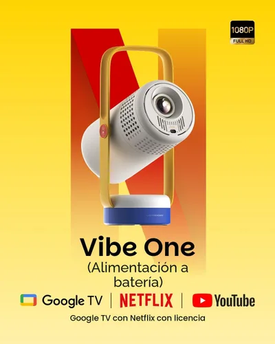 Miniatura 2 de XGIMI Vibe One - Proyector portátil inteligente de 1080P alimentado por batería, Google TV con licencia Netflix, sonido de JBL, batería incorporada