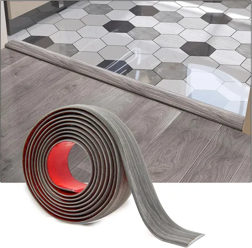 Miniatura 16 de Art3d Tira autoadhesiva de vinilo de 4 pies para transición de piso, tira laminada divisora plana para unir huecos, transición de umbral de Marrón