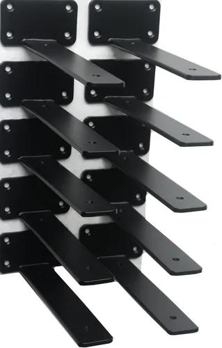 Miniatura 52 de Paquete de 2 - Soportes de estante en L ocultos negros de 4 pulgadas (1/5 pulgada de grosor) Soportes de estante flotante de hierro Soportes