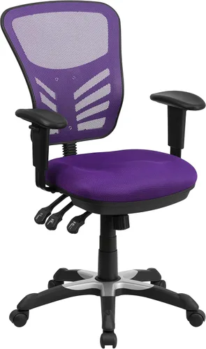 Miniatura 17 de Flash Furniture Nicholas Silla Giratoria de Respaldo Medio para Oficina y Juegos, Silla de Oficina Ergonómica de Malla con Soporte Lumbar y Altura